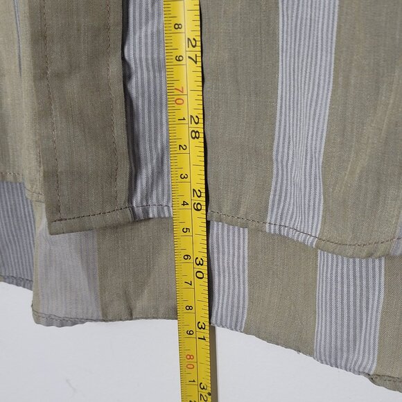 Cacharel Green Gray Striped Cotton Blend Collared Button Down Short Sleeves Sz S - Picture 7 of 9